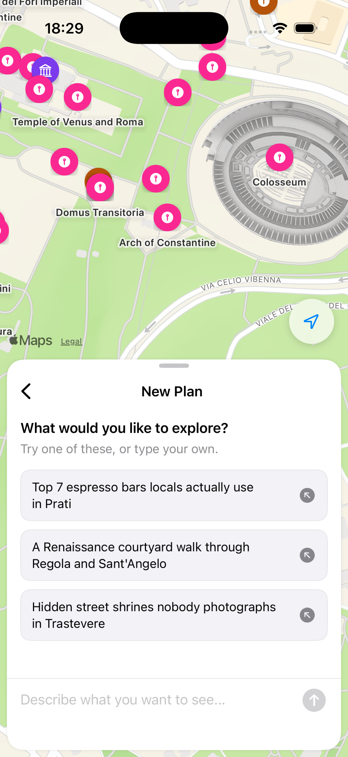 Naruho AI plan creation with example travel prompts